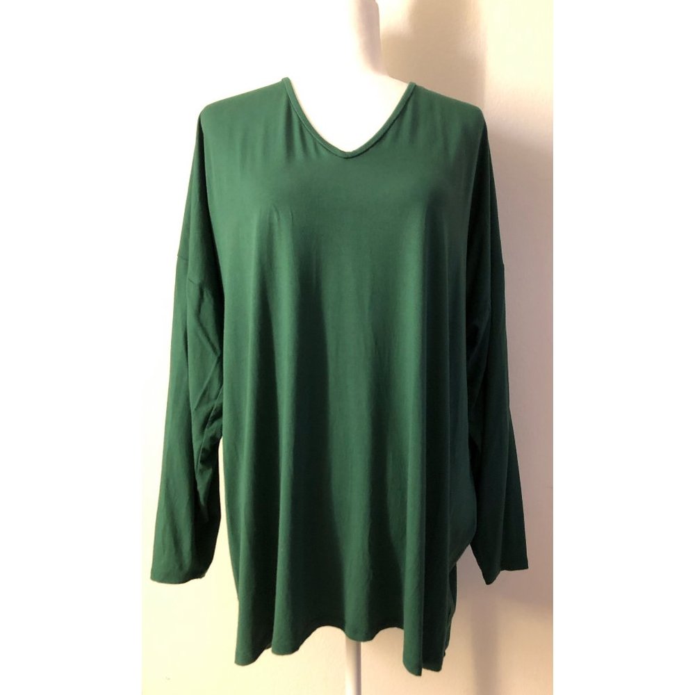 Eileen Fisher 3X Jersey V-neck Top Green